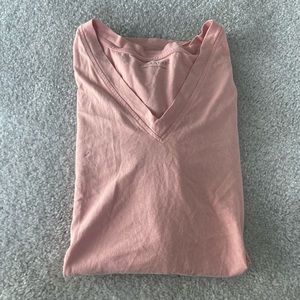 Allsaints Pink CORA V TEE - open cold shoulder split hem tee - excellent conditi